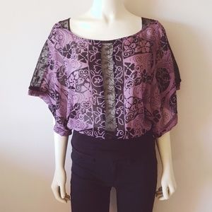 FREE PEOPLE Lace Front Kimono Sleeve Top
